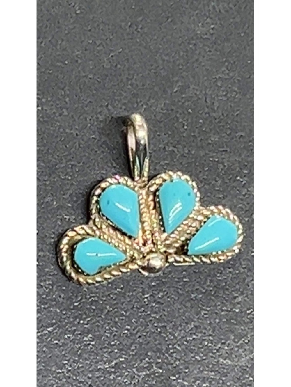 Native American Zuni jewelry handmade sterling silver turquoise cluster pendant